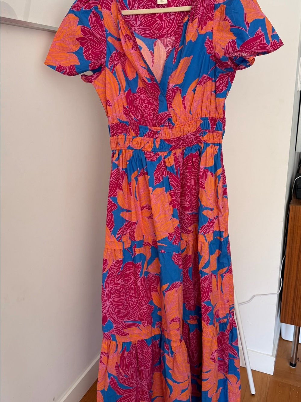 Cynthia Rowley Blue Maxi Dress with Pink & Orange Floral Print